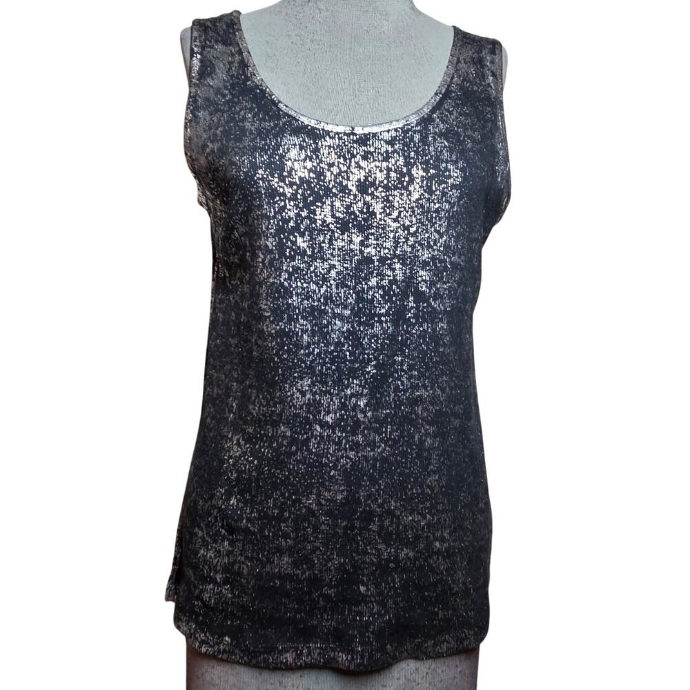 Black and Silver Cotton Tank Size Large